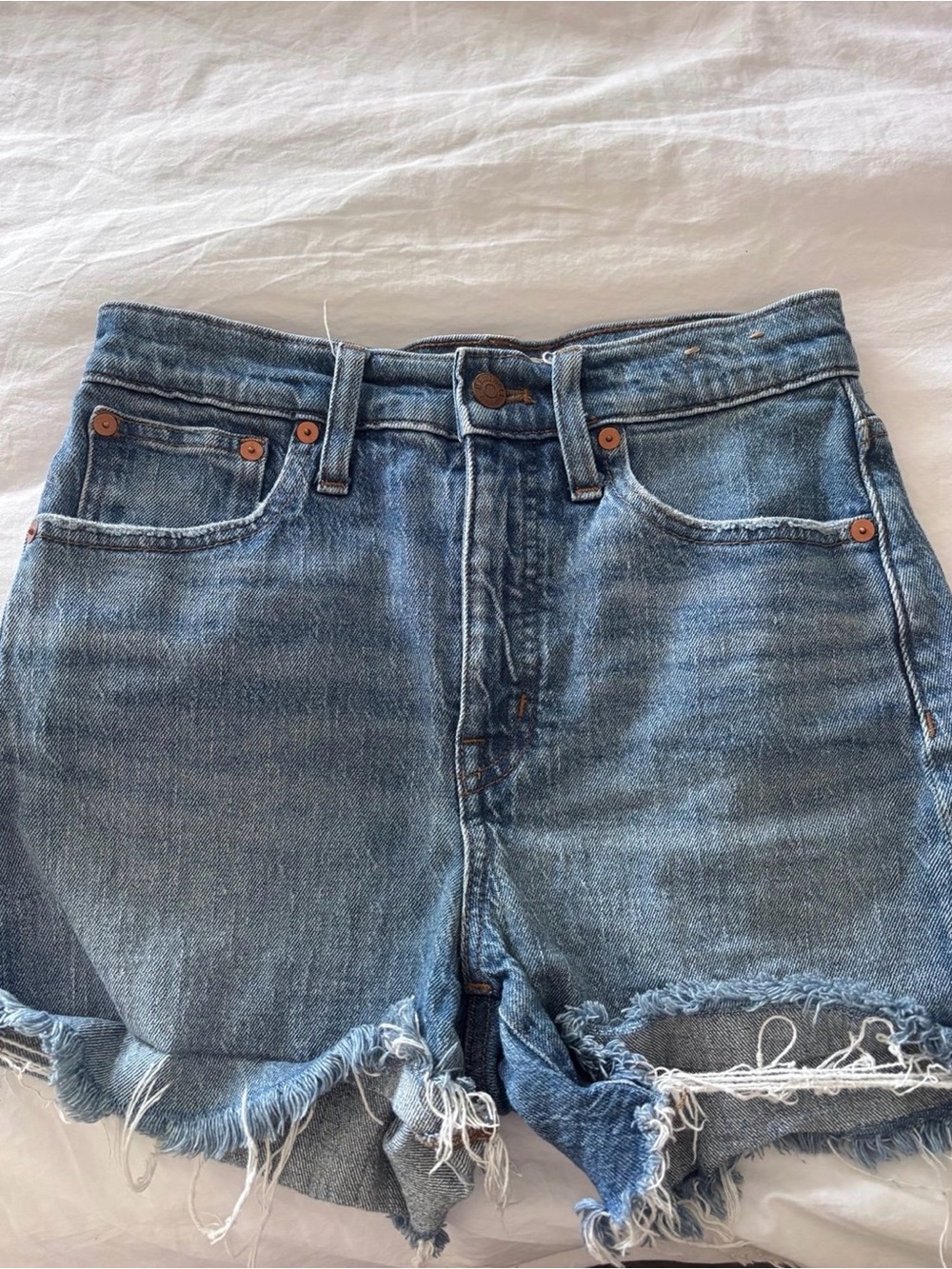 Madewell Distressed Light Blue Denim Cutoff Shorts